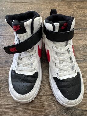 Nike Kids White Black Red High-Top Sneakers